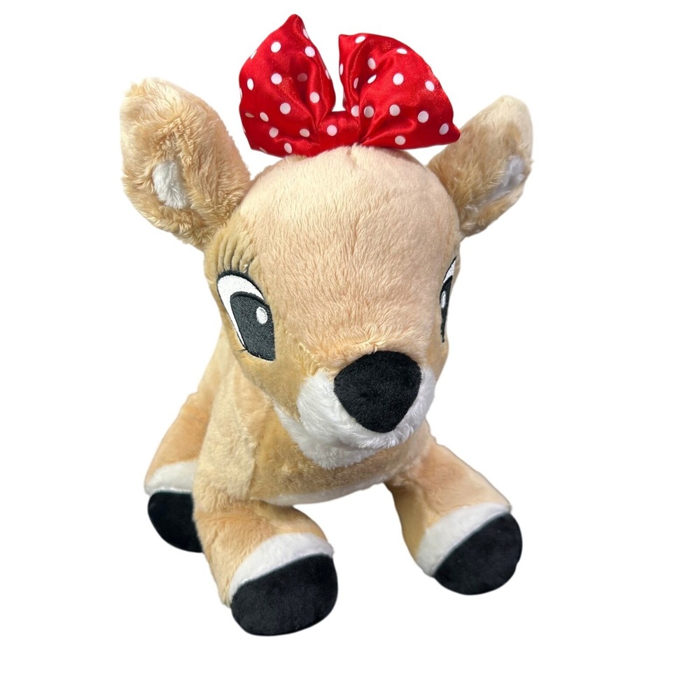 Build-A-Bear Clarice Rudolph Red-Nosed Reindeer Plush Bow Tan 10"
